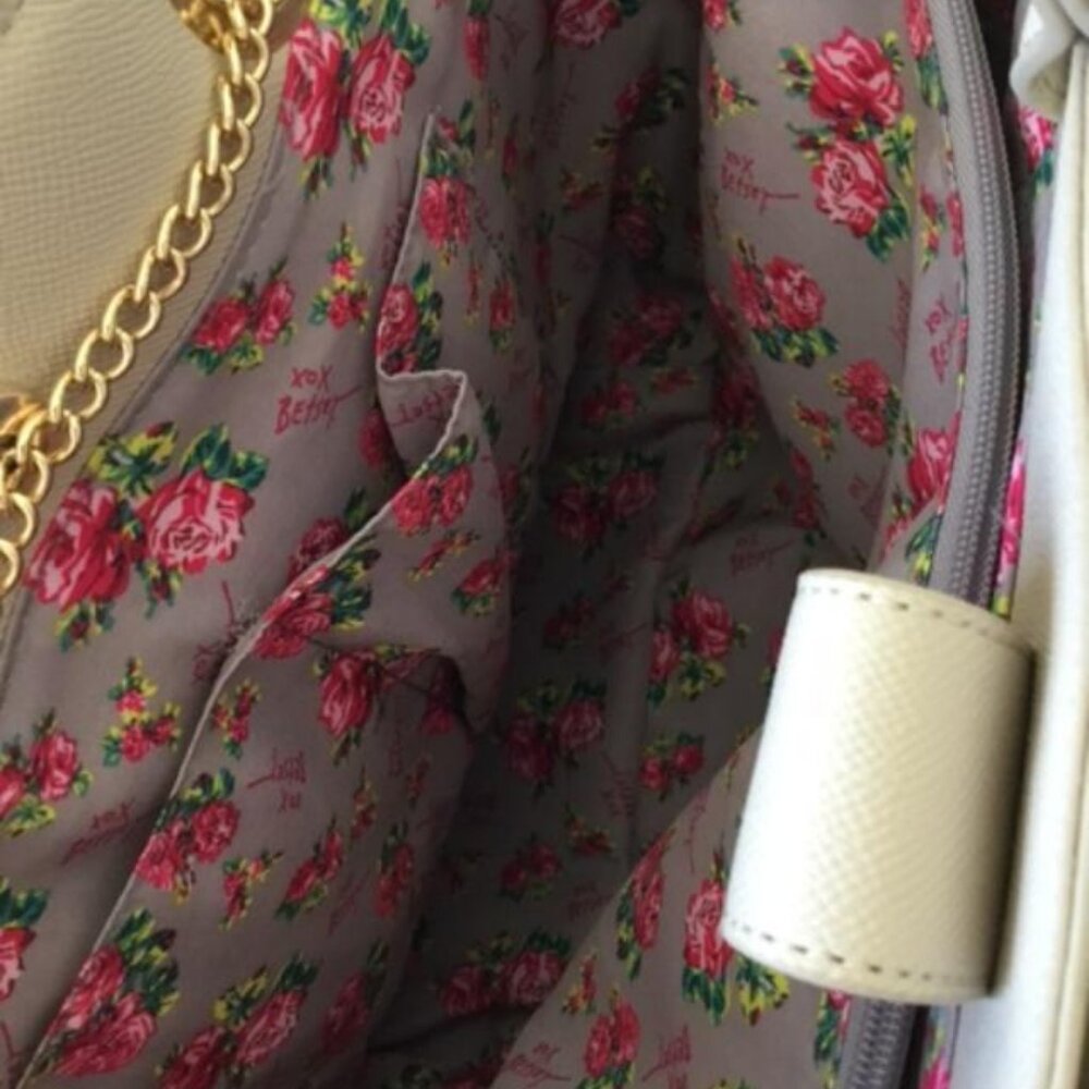 Betsey Johnson Cream Tote with Floral Scarf and Detachable Pouch - Picture 7 of 11